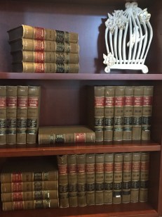 Image of old books on a shelf.