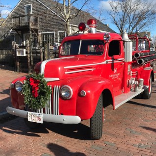 Vintage Nantucket Fire Engine at Christmas