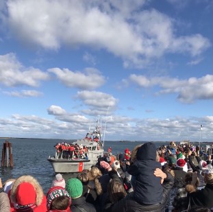 Crowds Waiting For Santa at the Nantucket Wharf
