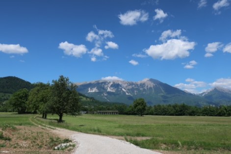 Image of scenery on the road to Vintgar Gorge.