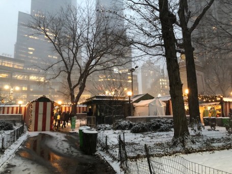 Image of holiday market stalls at Columbus Circle in New York