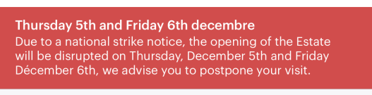 Image of text of Versailles closure warning